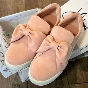 J. Adams Pink Suede-Like Sneakers with Bow Size 9